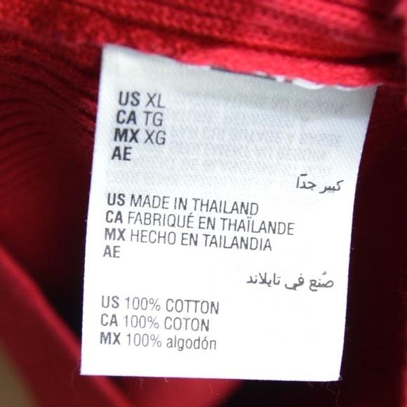 Karen Scott Red Amore Solid V Neck Cotton Ribbed Knit Pullover Sweater XL, NWT - Picture 6 of 8